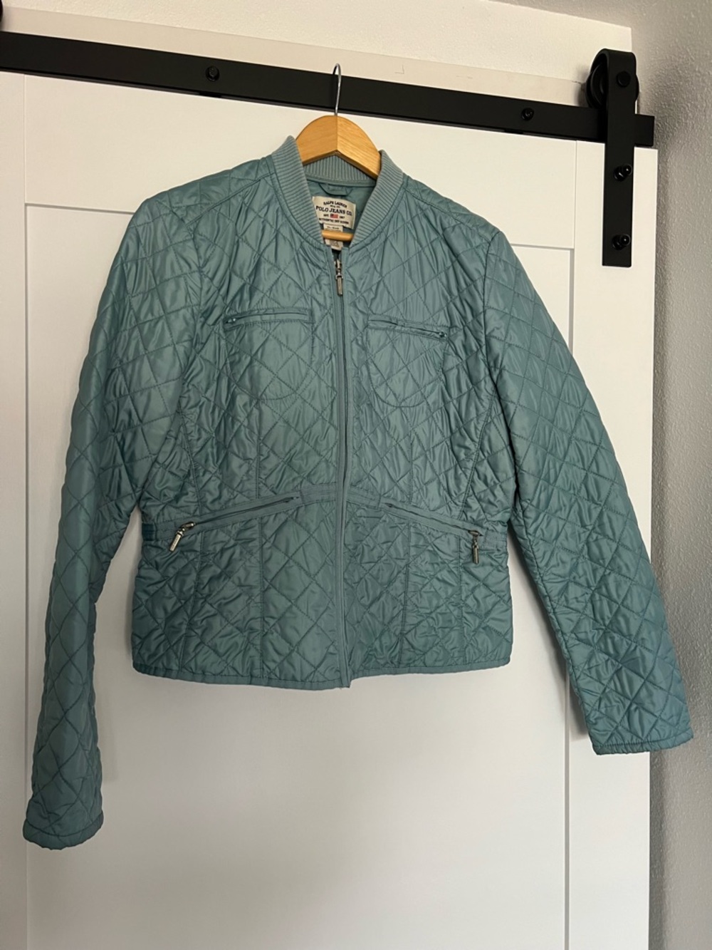Ralph Lauren Quilted Bomber Jacket in Light Blue
